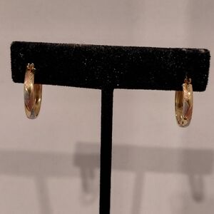 10K Rose, Yellow and White Gold Hoop Earrings